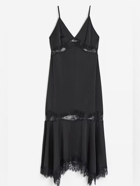 H&M Black Lace-Trim Slip Dress Sz XL